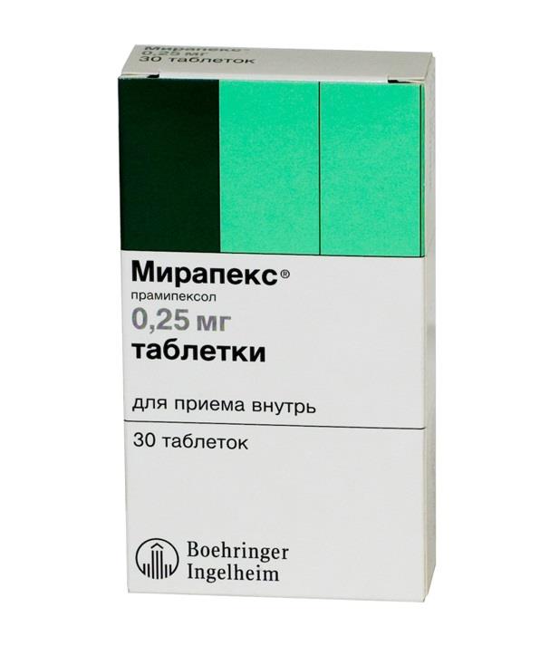 мирапекс 0,25 мг n30 табл