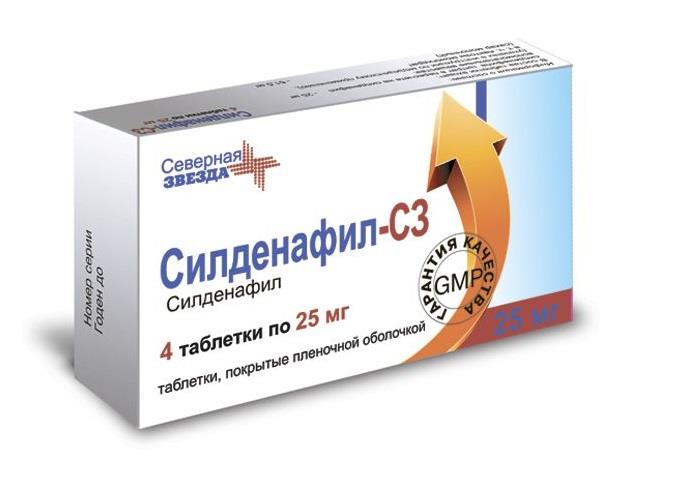 силденафил 25 мг N4 табл