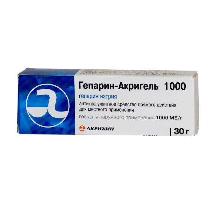 гепарин-акрихин 1000 гель 30 г