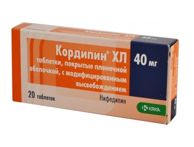 кордипин хл 40 мг 20 табл