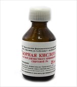 борная кислота спиртовой раствор 3% флакон 25 мл фото