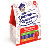 доктор конфеткин форте йод/холин клубника 90 г драже для детей фото