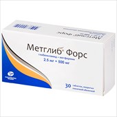 метглиб форс таб ппо 2,5мг плюс 500мг n30 фото