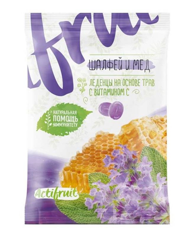 актифрут витамин с карамель леденц 60г вкус шалфея с медом фото
