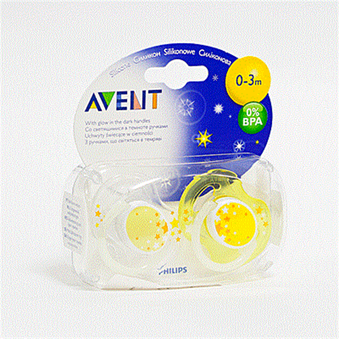 avent 8467 пустышка ночная силиконовая 0-3 м 2 шт фото