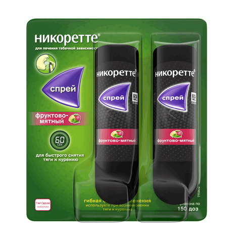 никоретте спрей для местн примен дозир 1мг/доз 150доз 2фл фруктово-мятный фото