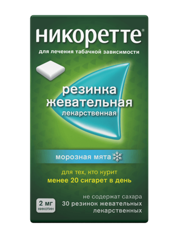 никоретте жевательная резинка 2 мг 30 морозная мята фото