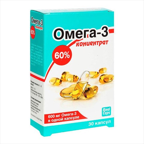 рыбий жир концентрат омега-3 капсул 60% 600мг (1г) n30 фото