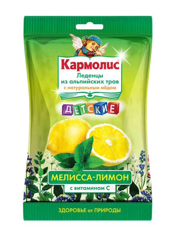 кармолис леденцы детские мелисса/лимон с медом и витамином с 75 г