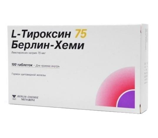 л-тироксин берлин-хеми 75 мкг 100 табл