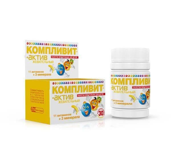 компливит актив 3 - 10 лет банан 30 таблетки жевательные