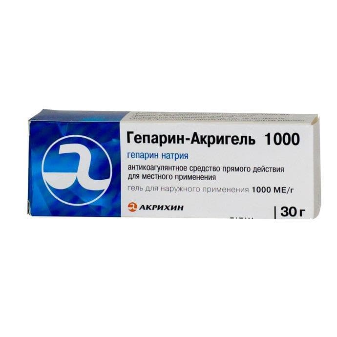 гепарин-акрихин 1000 гель для наружн примен 1000ме/г 30г