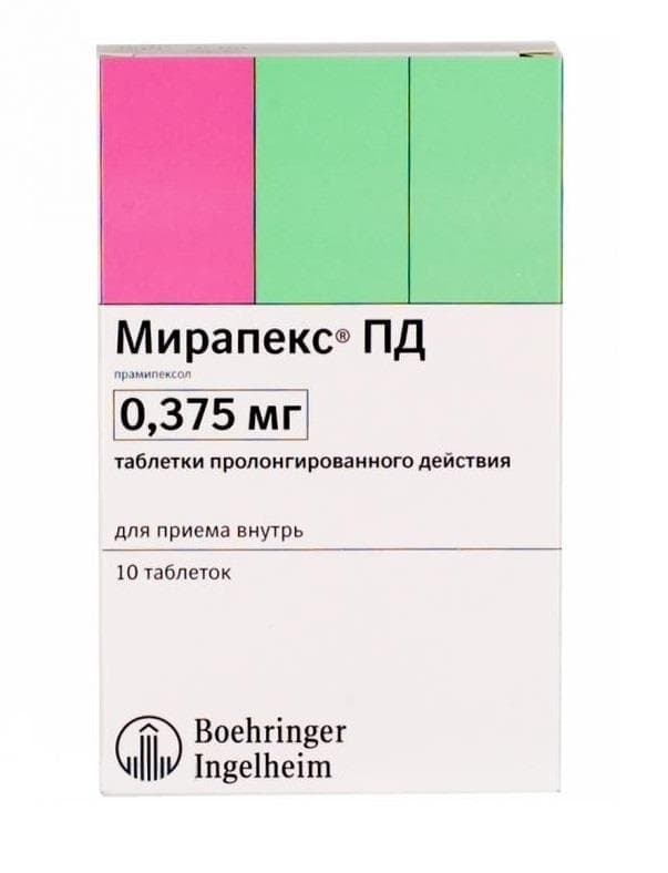 мирапекс пд таб пролонг действия 0,375мг 10
