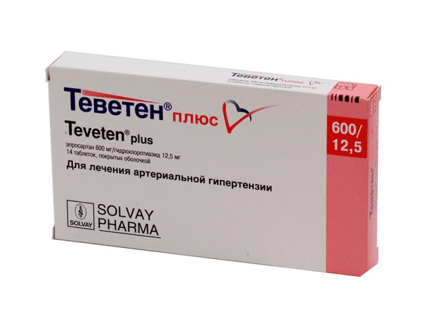 теветен плюс таб ппо 600мг плюс 12,5мг 14