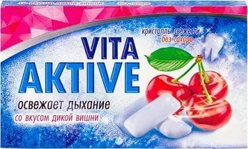 вита актив жевательная резинка дикая вишня 16 г без сахара