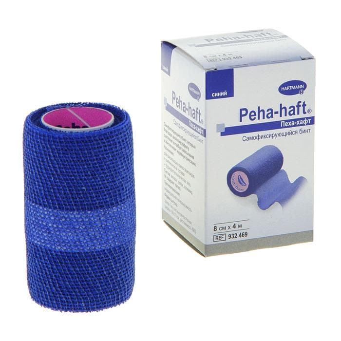 бинт peha-haft 4 м * 8 см синий самофиксирующийся