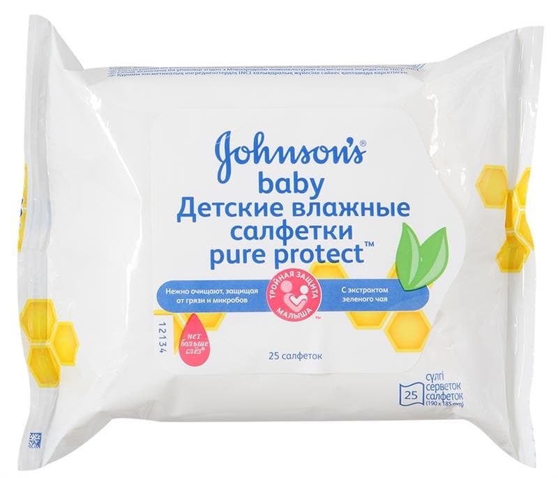 джонсонс бэби pure protect салфетки влаж 25