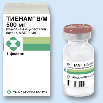 тиенам порошок для инфузий 500 мг плюс 500 мг 1 фл