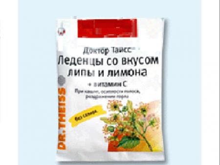 доктор тайсс леденцы липа/лимон 25 г с витамином с 
