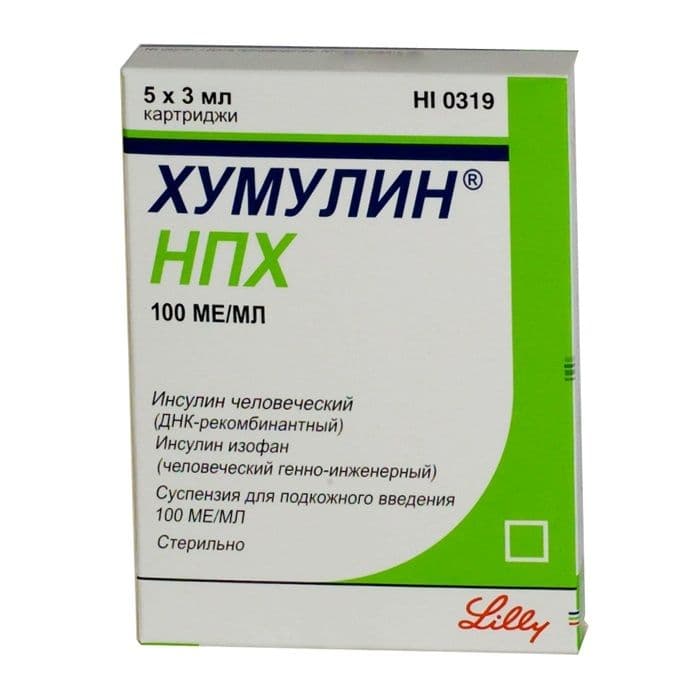 хумулин нпх суспензия для подкожного введения 100 ме/мл 3 мл 5 картриджей