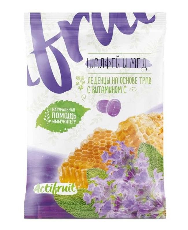 актифрут витамин с карамель леденц 60г вкус шалфея с медом