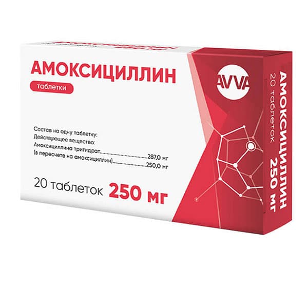 амоксициллин-авва таб 250мг N20