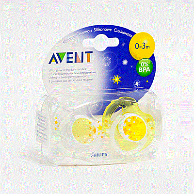 avent 8467 пустышка ночная силиконовая 0-3 м 2 шт
