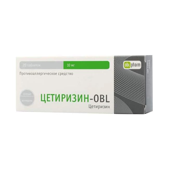 цетиризин-obl таб по 10мг N20