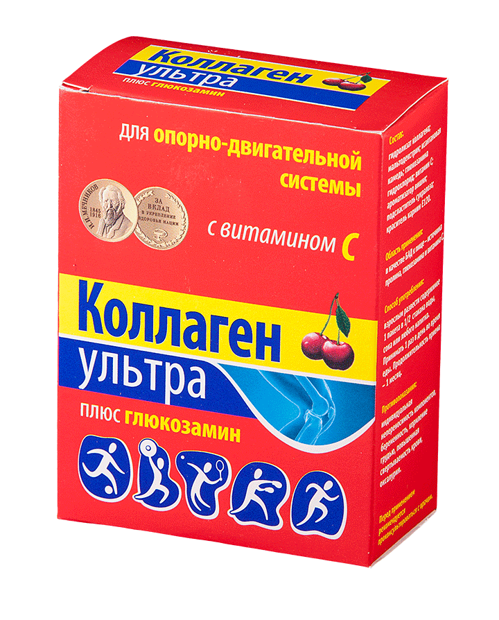 коллаген ультра плюс глюкозамин порошок вишня 7 пакет