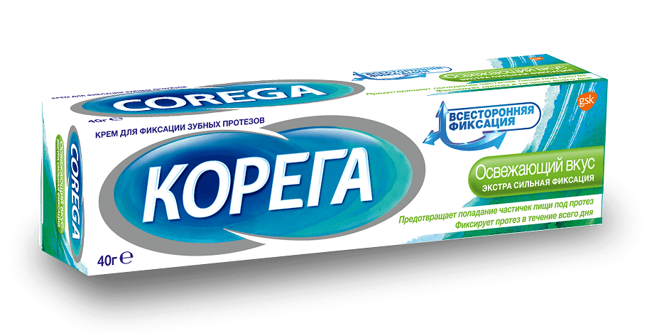 корега крем для фиксации зубных протезов освежающий вкус 40 мл