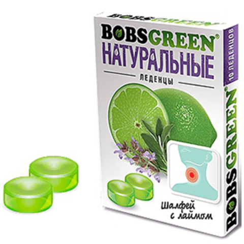 леденцы бобс грин шалфей и лайм 10 (32 г)