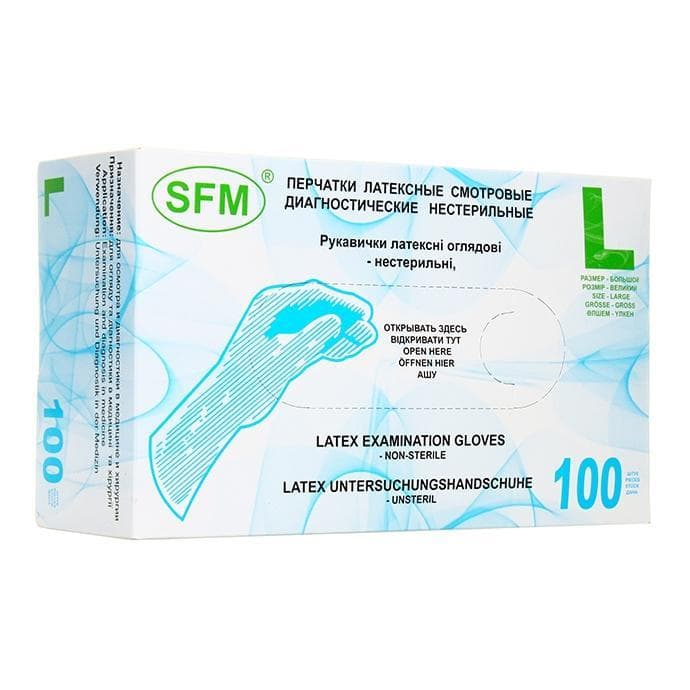 перчатки смотр sfm р l 50 н/стер латекс пар
