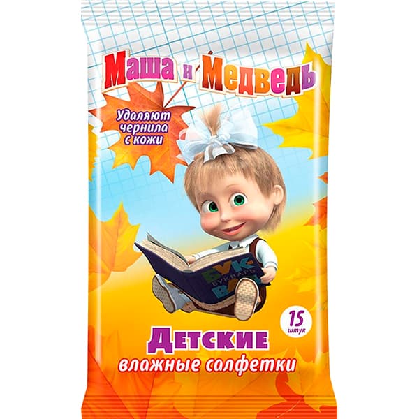 салфетки влажные детские маша и медведь школьные N15