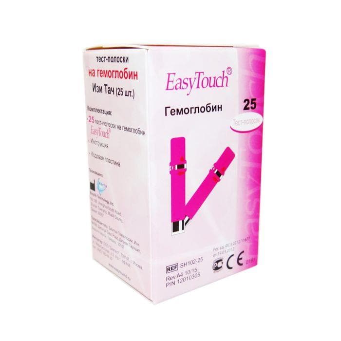 тест-полоски для прибора easy touch на гемоглабин 25 шт 