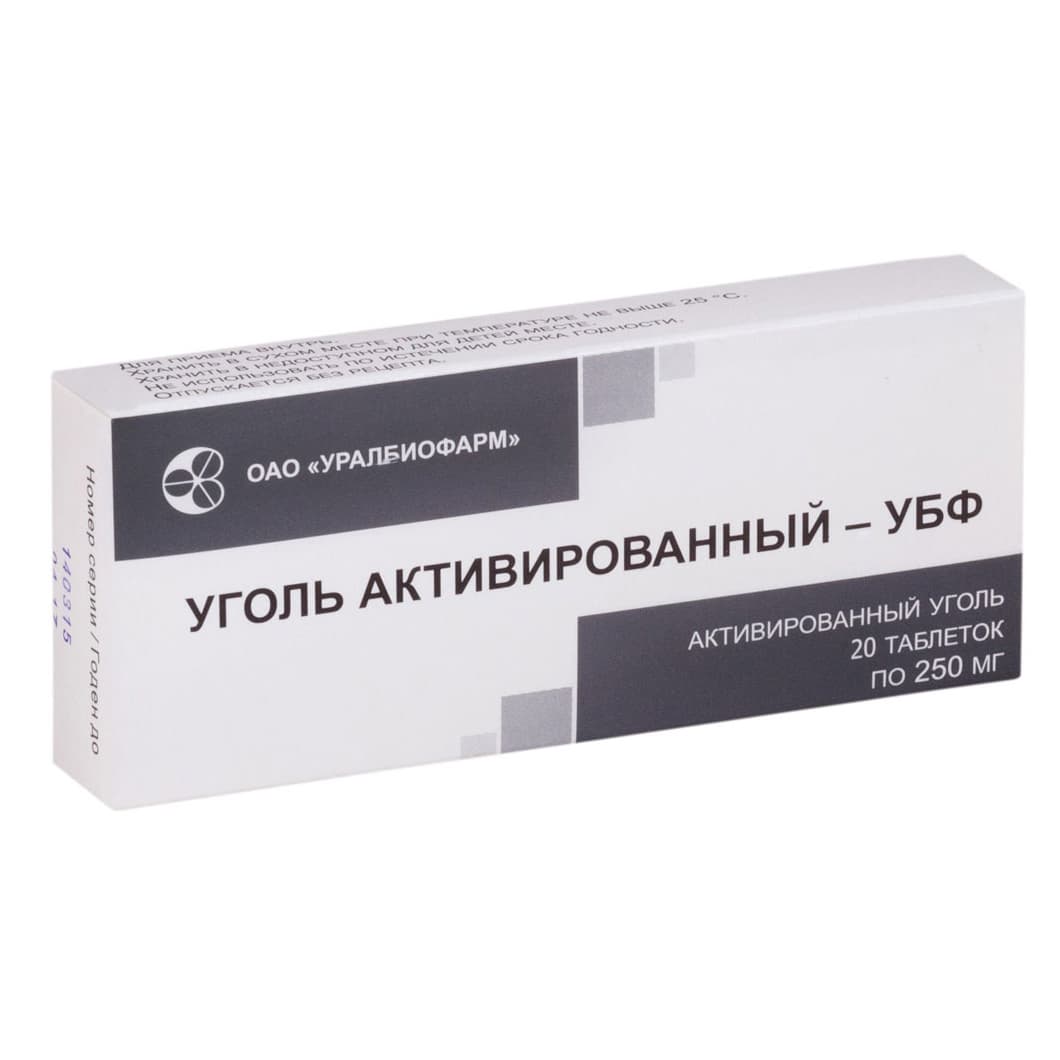 уголь активированный-убф таб 250мг N20