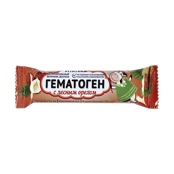 гематоген-витатека плитка 40г лесной орех