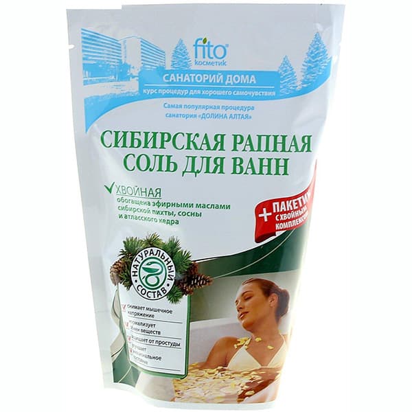 фитокосметик санаторий дома соль для ванн хвойная 530г сибирская