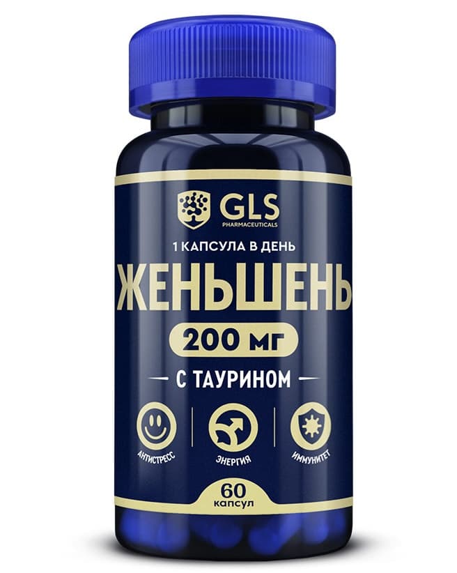 gls женьшень 200мг с таурином капсул 400мг N60