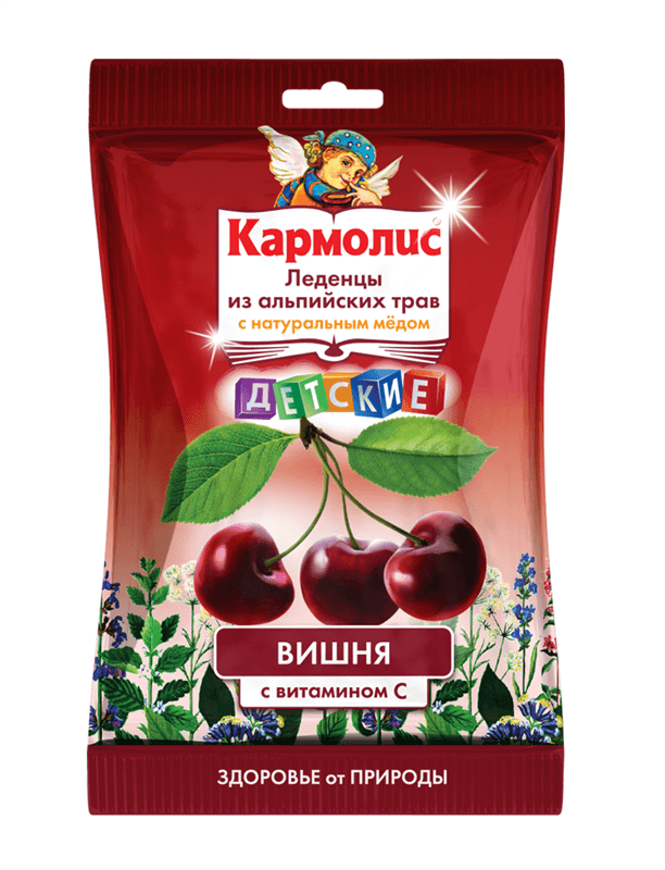 кармолис леденцы детские вишня с медом и витамином с 75 г