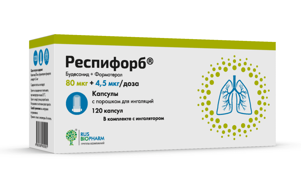 респифорб капсул с пор для инг 80мкг плюс 4,5мкг/доз 120 плюс устр-во для инг