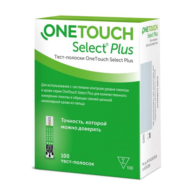 тест-полоски для глюкометра one touch селект плюс 100 шт