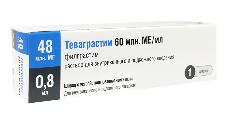теваграстим раствор для инъекций 60 млн ме/мл 0,8 мл 1 шприц плюс устройство