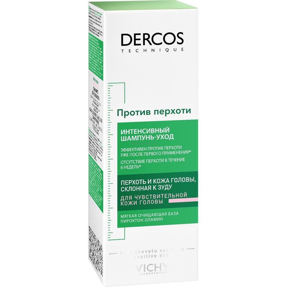 Виши dercos шампунь-уход против перхоти для чувствительной кожи 200 мл интенсивный без сульфатов