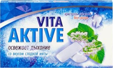 вита актив жевательная резинка сладкая мята отбеливающая 16 г без сахара